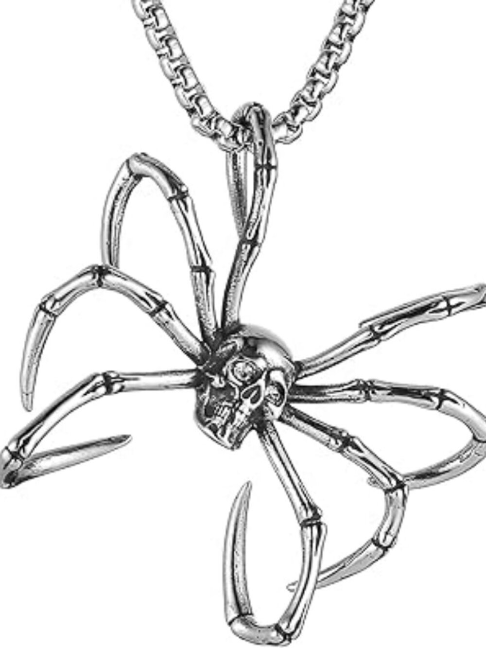 Skull Head Spider Necklace Pendant Gothic Heavy Metal Jewelry